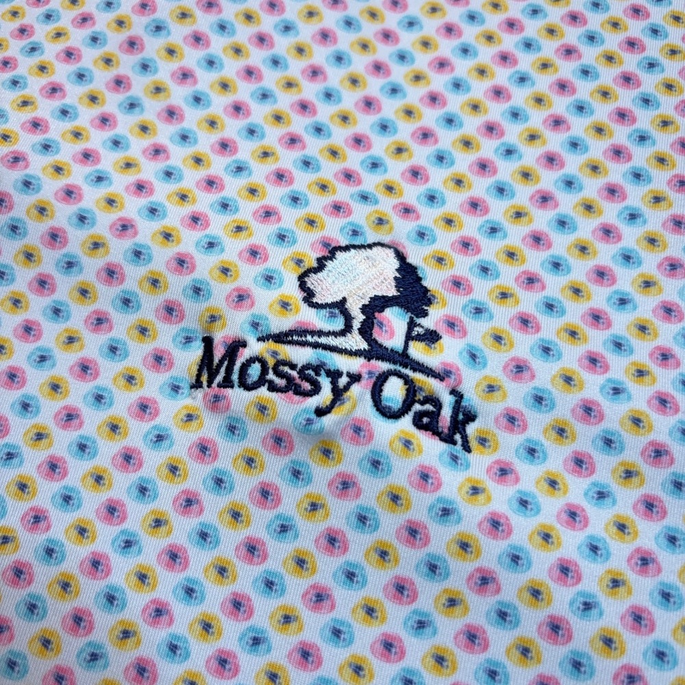 Peter Millar Golf Polo Mens L White Multicolor Mossy Oak Summer Comfort Stretch - Picture 2 of 8